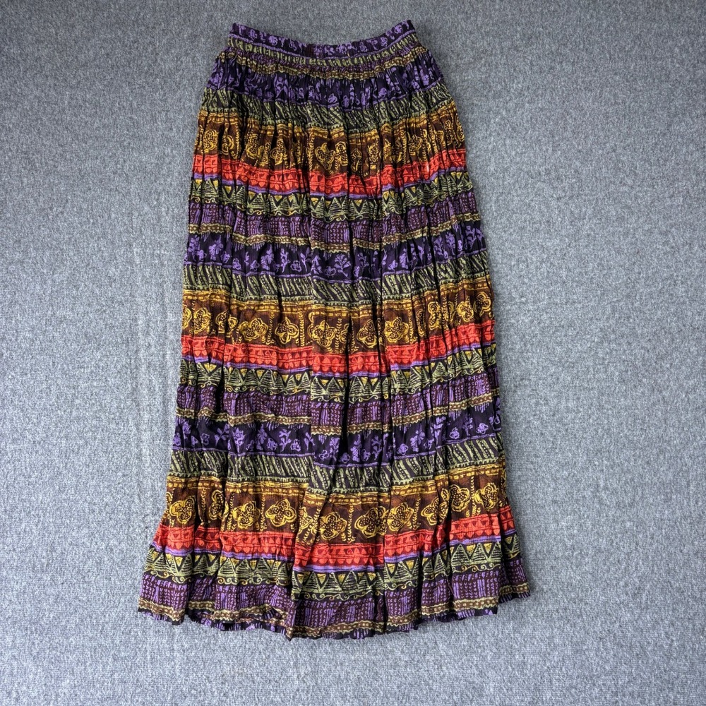Requirements Petite Maxi Skirt Hippie Boho Rayon Crinkle Size P